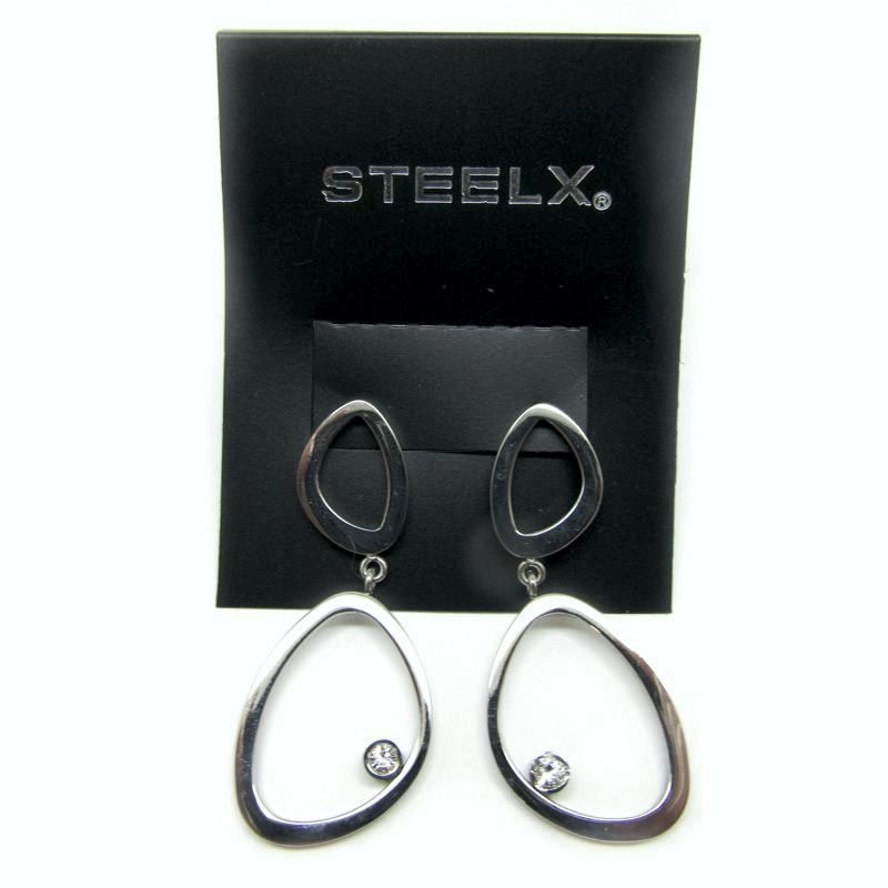 STEELX Modern Open Ovals w/CZ Earrings - ER369 - Click Image to Close